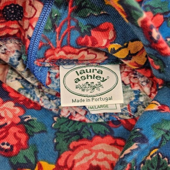 Vtg Laura Ashley Floral Turtleneck Blouse Womens M/L Cotton Top - Picture 5 of 6